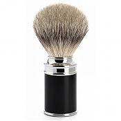 Muhle Black and Chrome Handle Silvertip Badger Brush