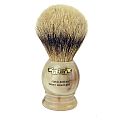 Plisson Horn Handle Pure White High Mountain Badger Brush 