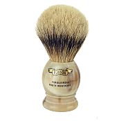 Plisson Horn Handle Pure White High Mountain Badger Brush 
