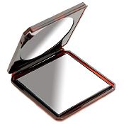 Folding Travel Mirror Tortoiseshell 10 x 9cm - True Image and 2 x Magnification 