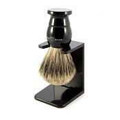 Edwin Jagger Best Badger Brush Medium with Drip Stand (Ebony)
