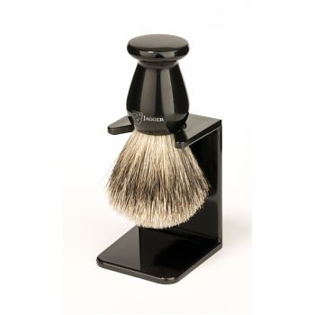 Edwin Jagger Best Badger Brush Medium with Drip Stand (Ebony)