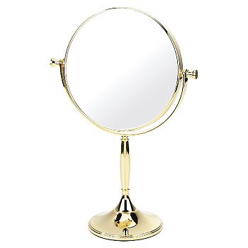Gold Pedestal Shaving Mirror 15cm x 3 Magnification 