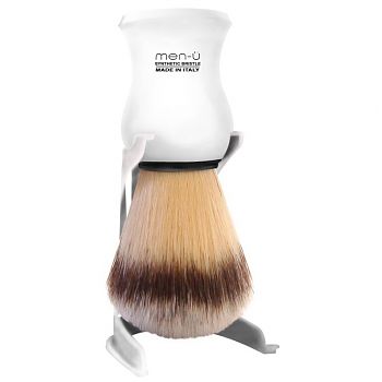 Men-U Premier Shaving Brush, Stand and Shaving Creme (White)
