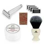 The Drake Double Edge Safety Razor Starter Kit (Synthetic Brush)
