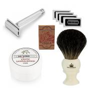 The Drake Double Edge Safety Razor Starter Kit (Dark Badger Shaving Brush)