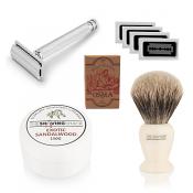 The Drake Double Edge Safety Razor Starter Kit (Best Badger Brush)