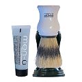 Men-U Barbiere Shaving Brush, Stand and Shaving Creme (White)