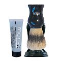 Men-U Barbiere Shaving Brush, Stand and Shaving Creme (Black)