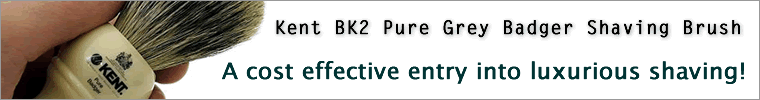 Kent BK2 Pure Grey Badger Shaving Brush (White)
